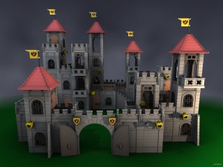 Castillo clásico de Playmobil dibujado con Blender 3D