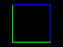 Objeto con varios colores dibujado con la instrucción DRAW